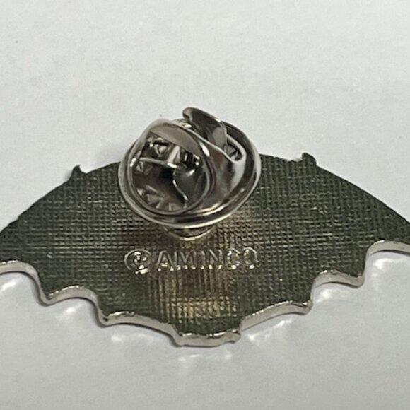 VTG Black White Enforcer Skull Bat Wings Lapel Jacket Hat Pin Collectible - Picture 5 of 9